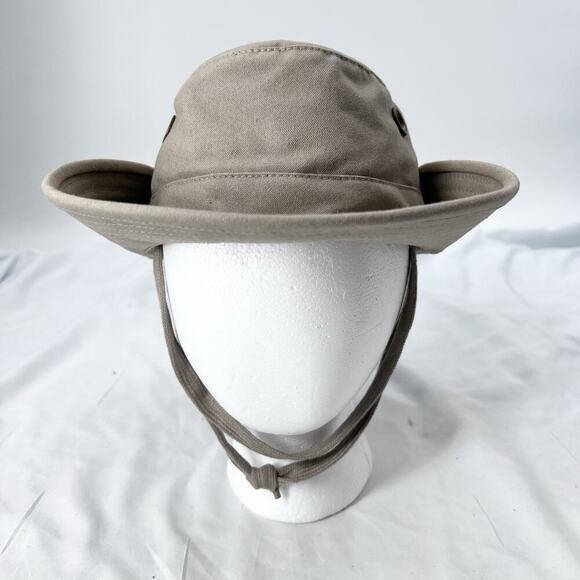 Tilley Hat Beige Canvas Outdoor Snap Brim Boonie Hat Chin Strap Womens 6 3/4 main image 4